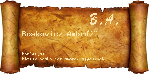 Boskovicz Ambró névjegykártya